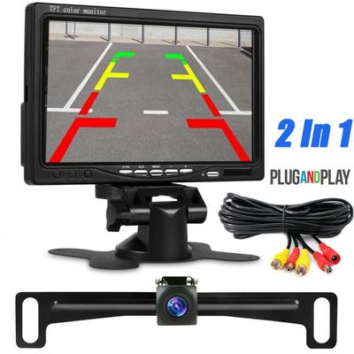 Car Rear View Backup Camera Night Infrared Vision System 7-inch Screen Monitor Ip68 Waterproof For