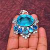 Awesome Blue Topaz Gemstone Pendant: 925 Sterling Silver Handmade Pendant Necklace Jewelry