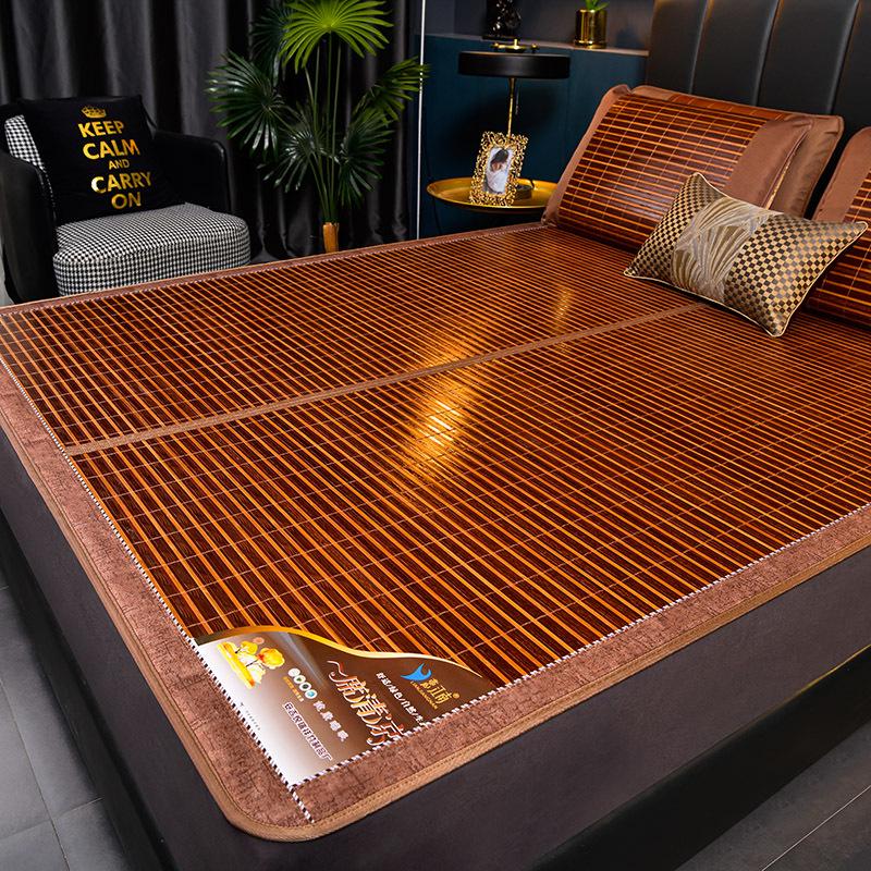 Bamboo Ice Silk Summer Cooling Mat: Foldable Double-Sided Mat for Dormitory or Home, 1.8m