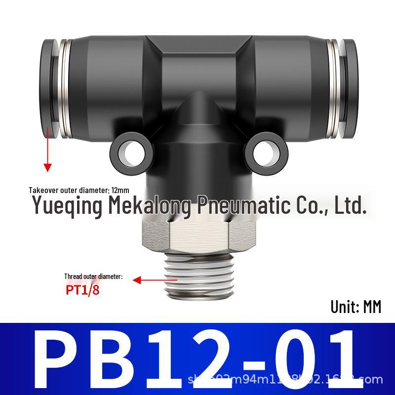 Three-Way Pneumatic Quick Connector Set for Air Hoses - Black, White, Blue Fittings