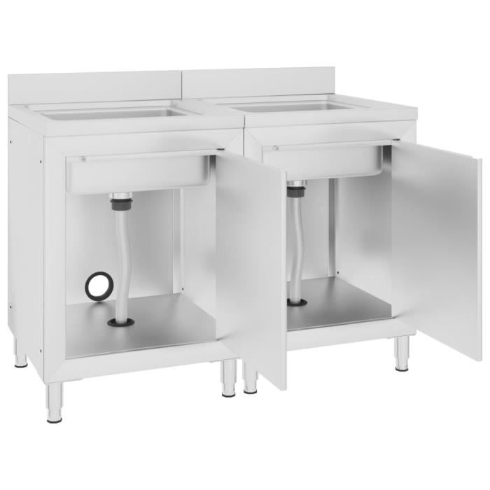 Éviers de cuisine commerciaux - VIDAXL - 2 bacs - Acier inoxydable