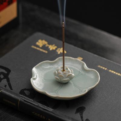 Ceramic Lotus Incense Burner Stick Holder Zen Home Decor Vintage Sandalwood Meditation Living Room Ornament Gift