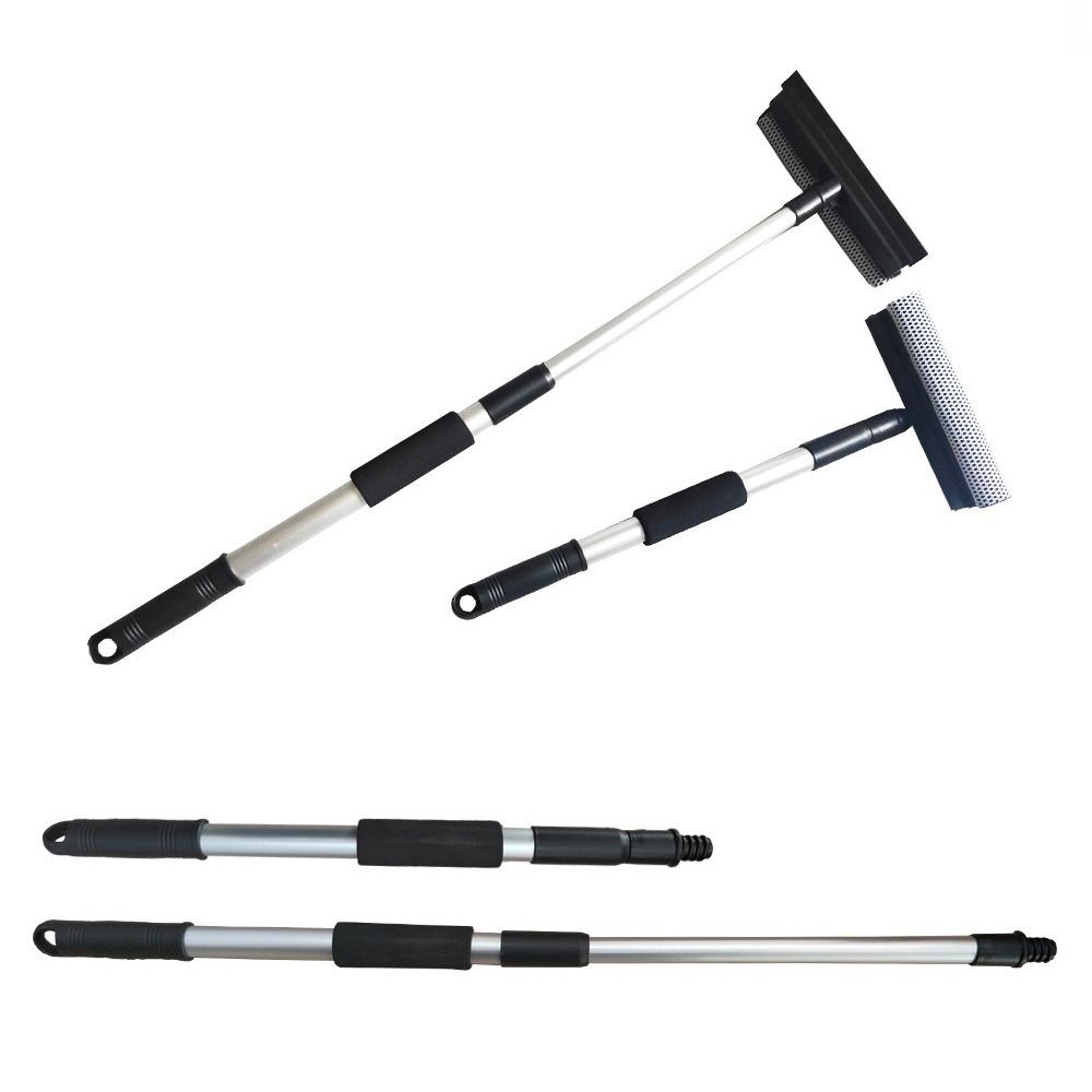 Double-Sided Glass Squeegee Extendable Handle Window Cleaning Wiper Portable Glass Brush Cleaner