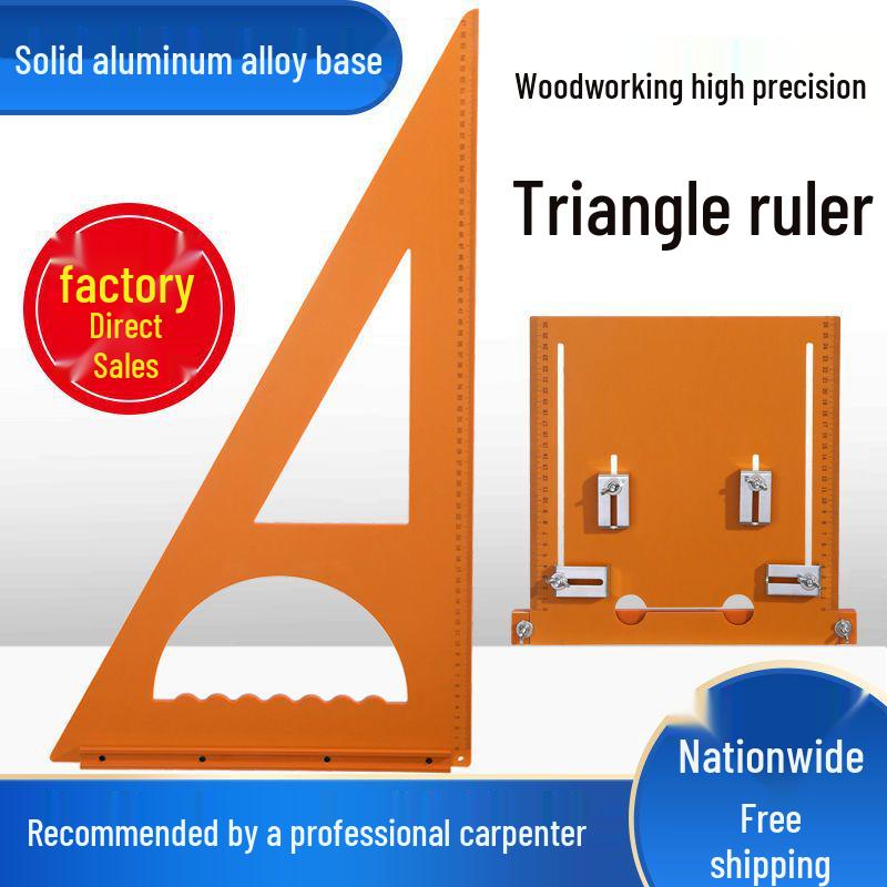 High-Precision L-Square & Triangle Ruler for Woodworking with Right-Angle and Cutting Backstop Positioning