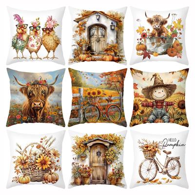 Funda de Almohada Serie Ganado de Granja Decoración Festiva Funda de Almohada Dormitorio Sala de Estar Funda para Cojín