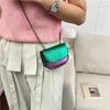 Women's K-G PU Mini Colorful Splicing Chain Bag Fashionable And Versatile Saddle Bag Single Shoulder Crossbody Bag
