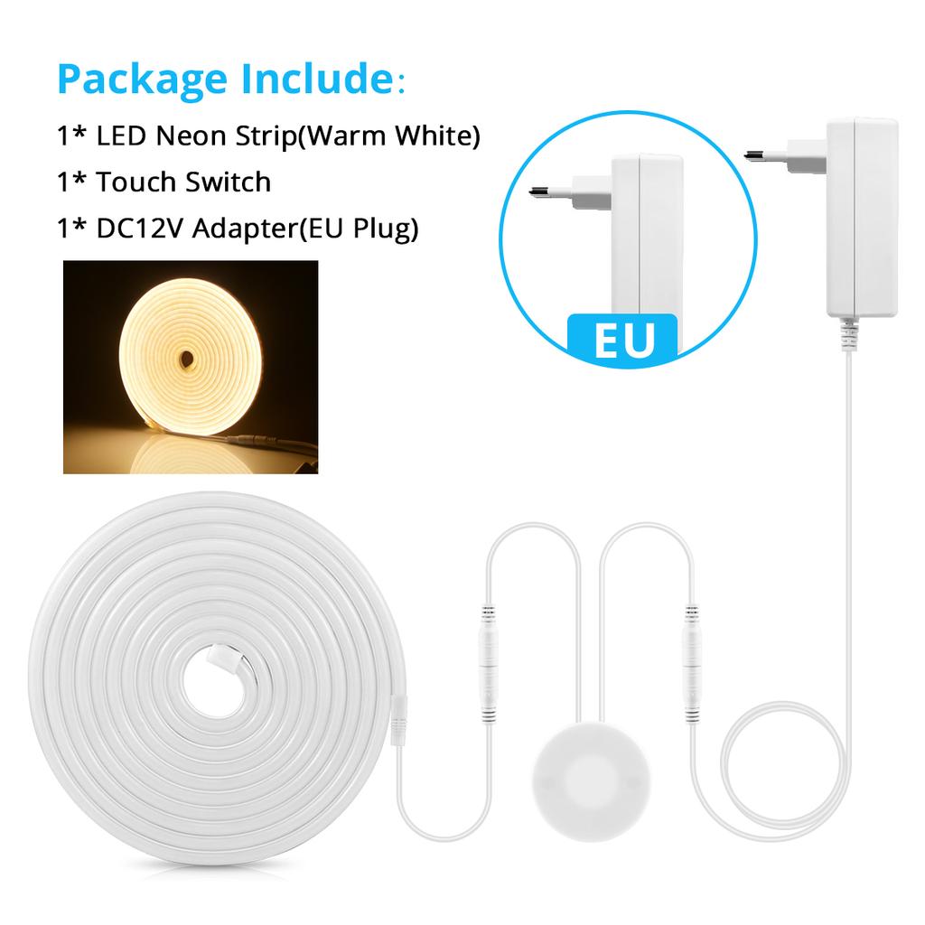 Penetrable Wood Hand Scan and Dimmable Touch Sensor Switch LED Neon Light Strip Waterpoof Neon Tape DIY Kitchen Cabinet Lighting