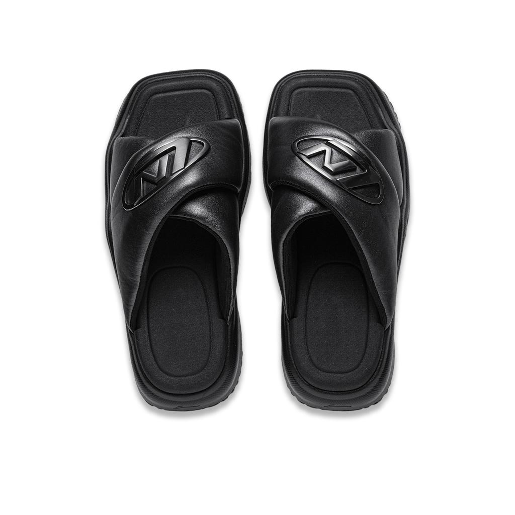 Ciabatte Li Ning Bred alla Moda Suola Spessa Comode Casual Antiscivolo Sandali a Ciabatta Calzature Donna Nero AGAU006-2