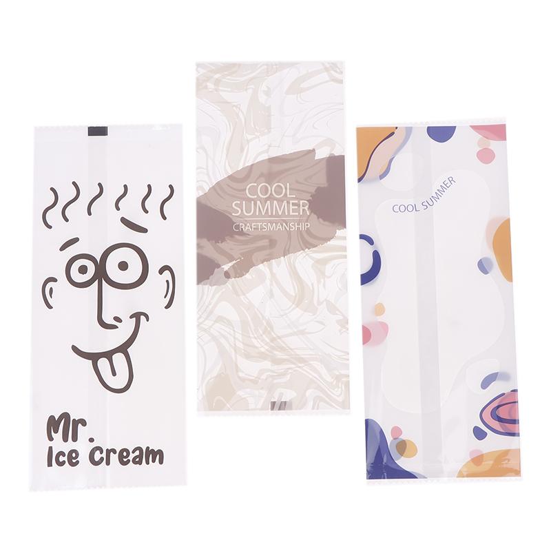 100Pcs/Pack Transparent Cartoon Ice Cream Machine-Sealed Bag Homemade Popsicle Plastic Bag Handmade Ice Cream Packing Bags