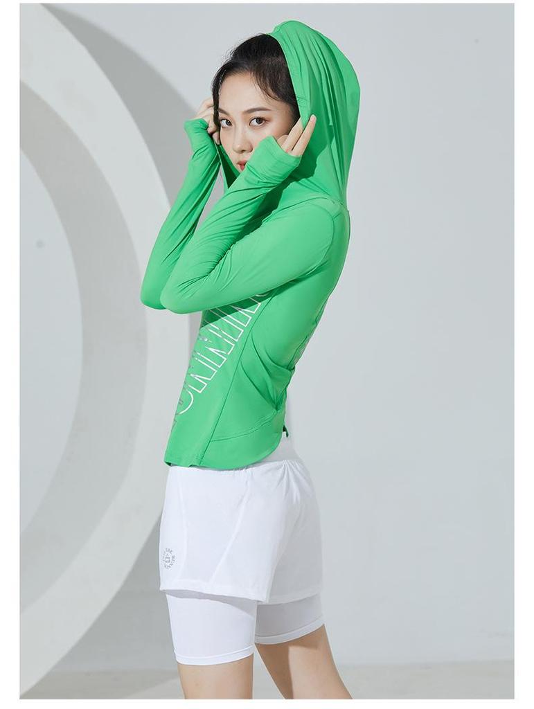 Damen Schnelltrocknender Kapuzen-Sonnenschutz-Pullover - Modische Dünne Langarm-Sportjacke für Laufen & Fitness