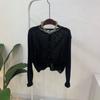 C S In The Room lInen Sheer Crop Knit Cardigan 4 ColorS