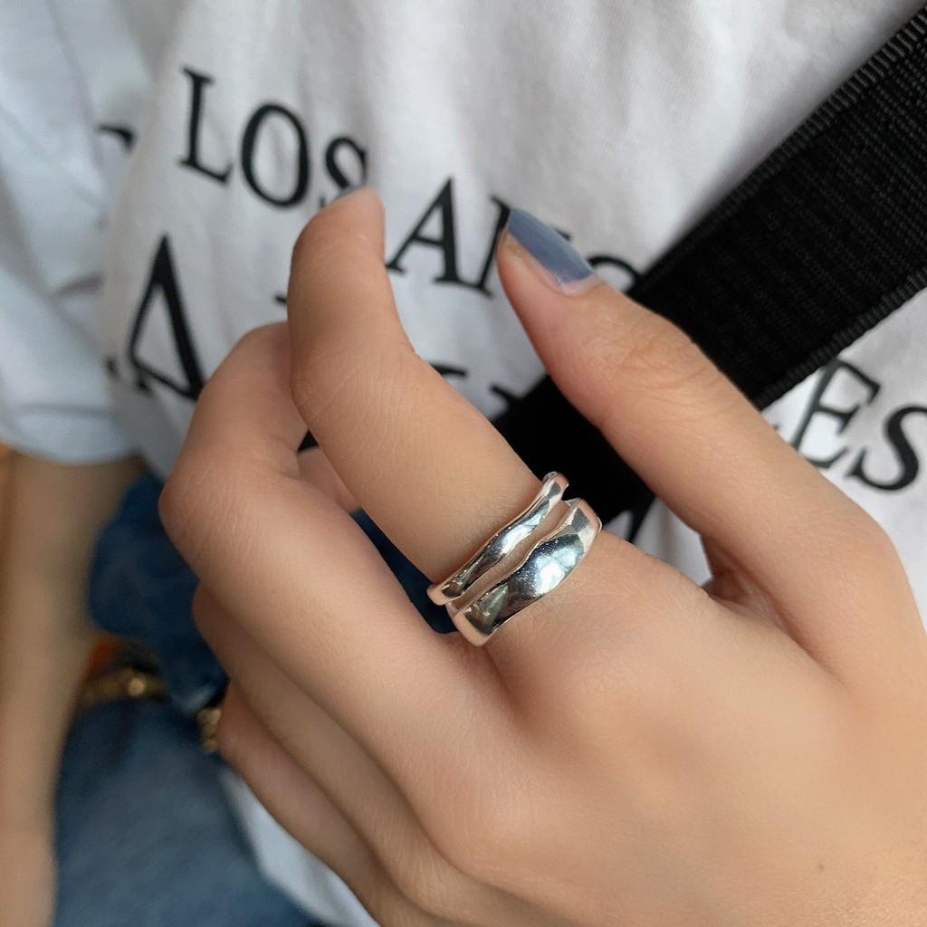 Silver Korean Sterling Ddp Trendy Adjustable Open Ring For Women Stylish Accessory