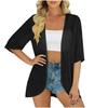 Cardigan Aperto da Donna a Manica 3/4 Leggero Kimono Copricostume Sciarpa Drappeggiata Casual Capospalla