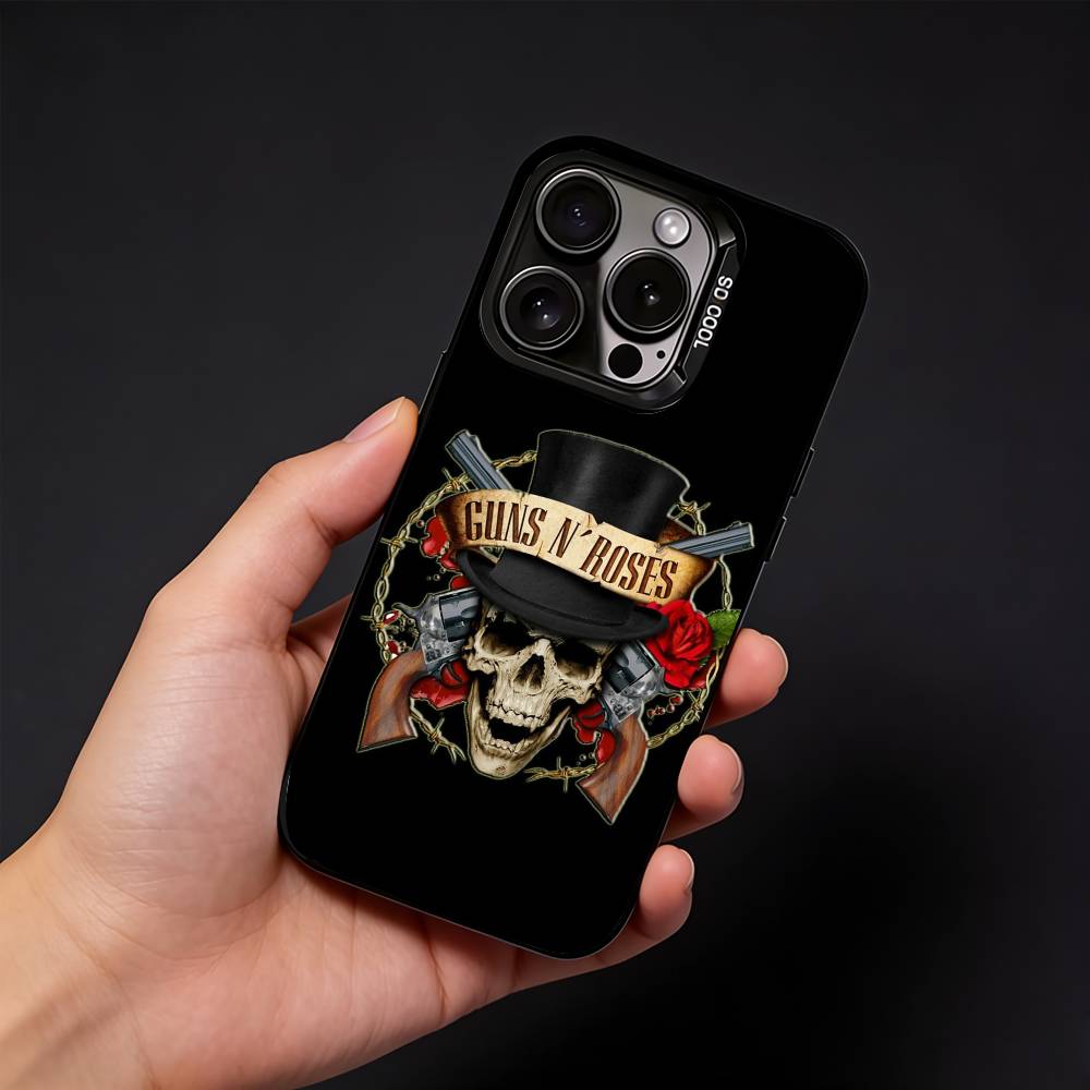 Band G-Guns N Roses Phone Case For iPhone17, 16,15,14,13,12 Pro Max Black Candy Matte Shockproof Cover