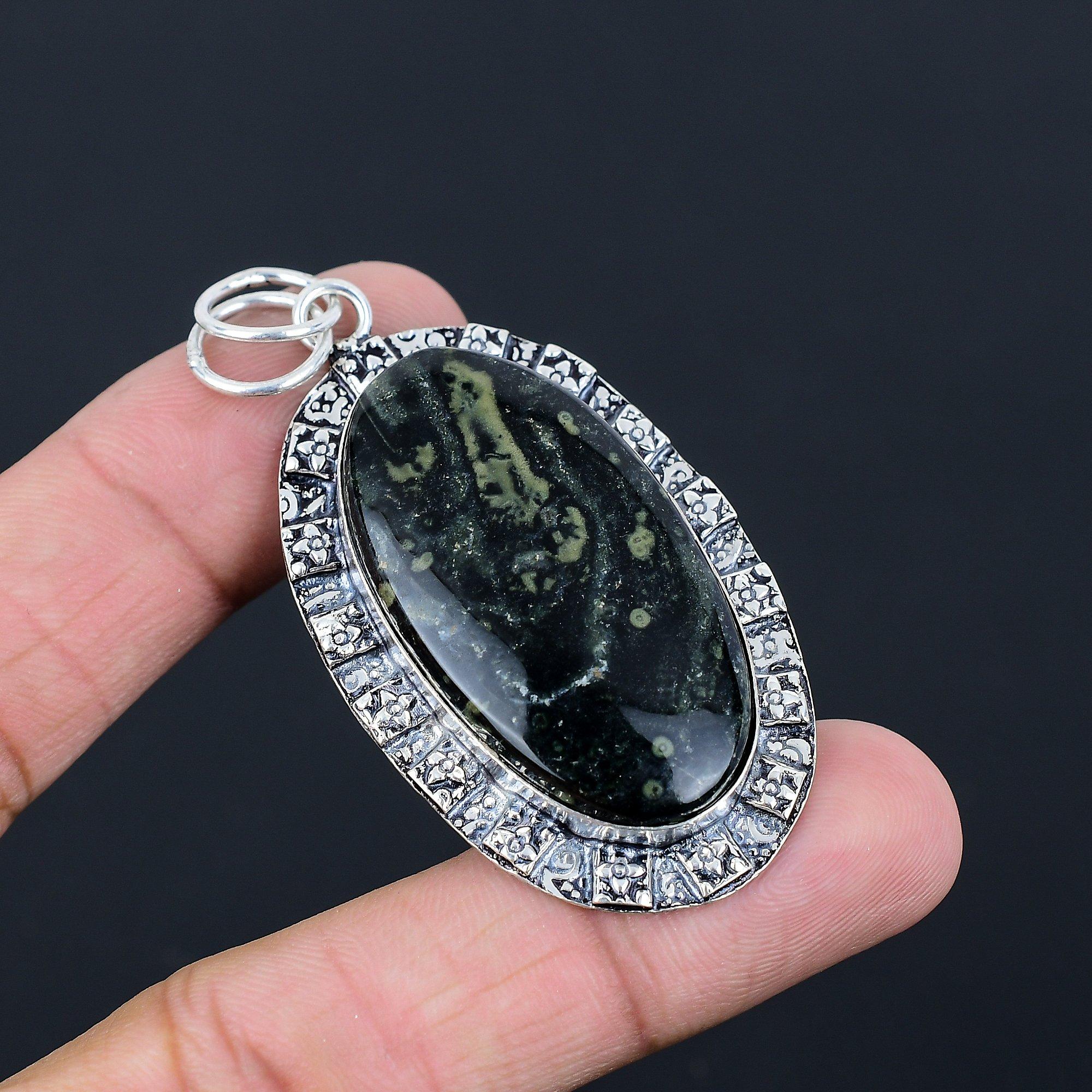 Натуральный камень Камбаба Яшма Подвеска 925 Стерлинговое Серебро Индийские Украшения