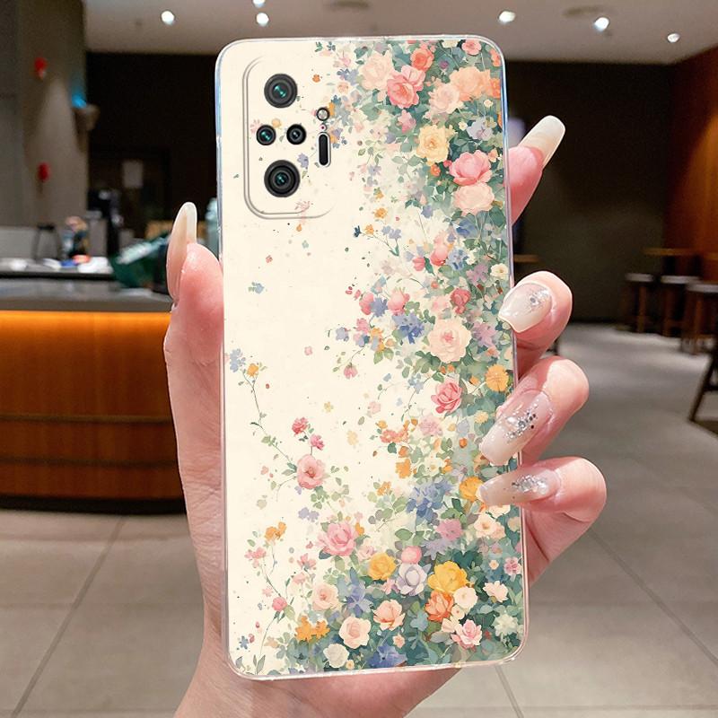 For Xiaomi Redmi Note 10 Pro / Note10 / Note 10S / Poco M5S Case Clear Luxury Butterfly Flower Transparent Soft TPU Phone Cover