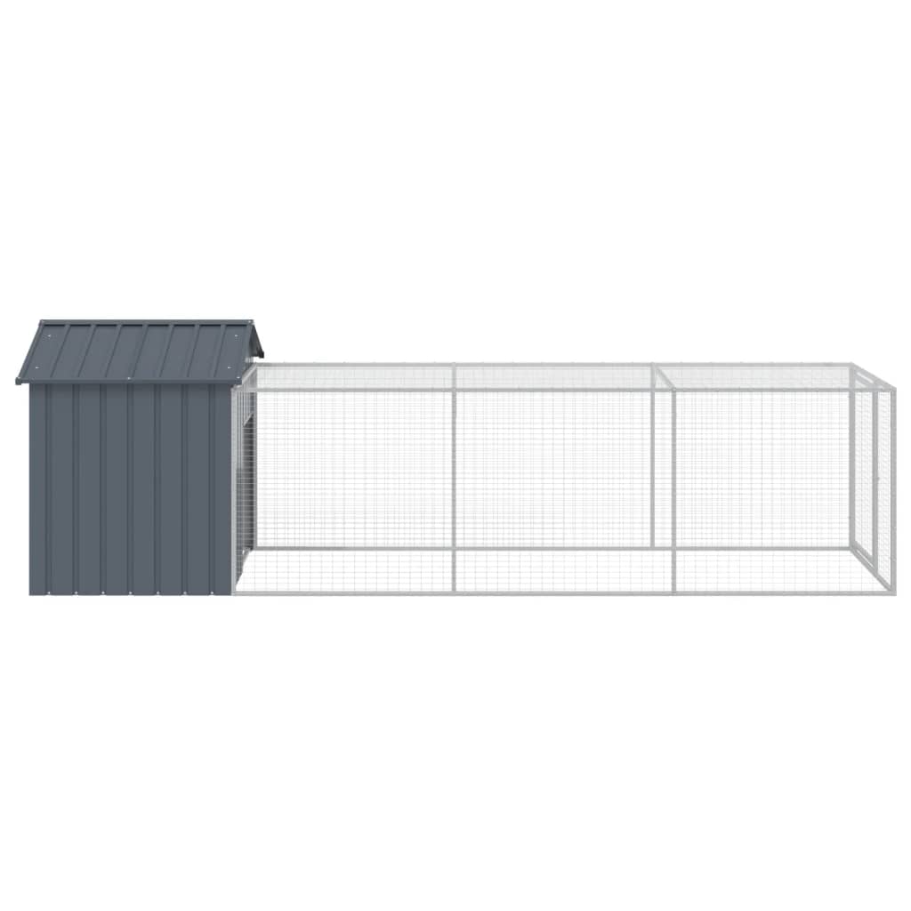 Chicken Coop with Run Anthracite 117 x 405 x 123 cm Galvanized Steel