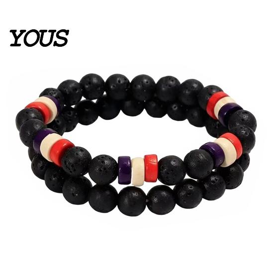 Versatile Fashion Accessories for Men Natural Obsidian Stone Bracelet Men, 8mm Rock Beaded Simple Wrist Decor Stretch Bracelet, Stackable Elastic