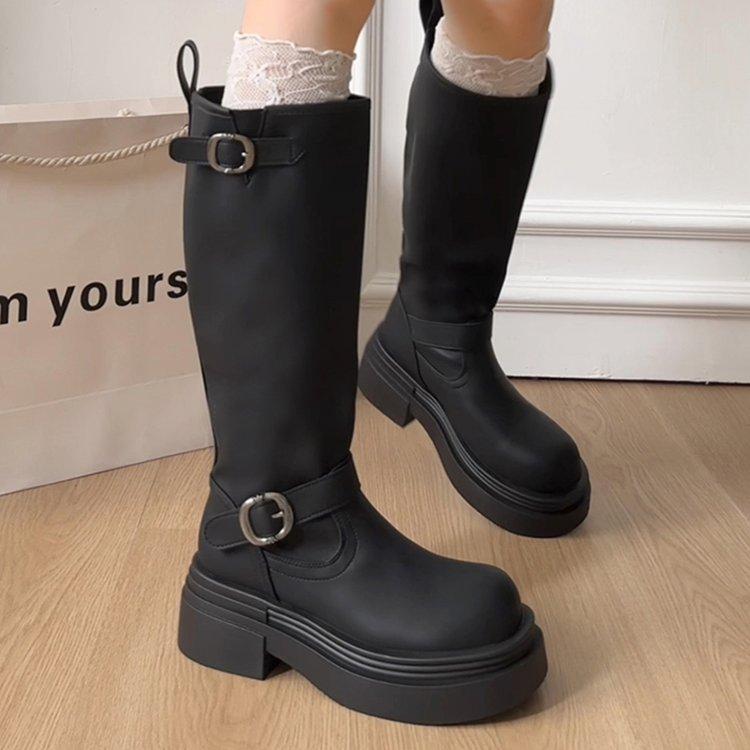 

[youshilai] Fashion thick heel high boots 2025 autumn new models with skirts temperament versatile boots women 35