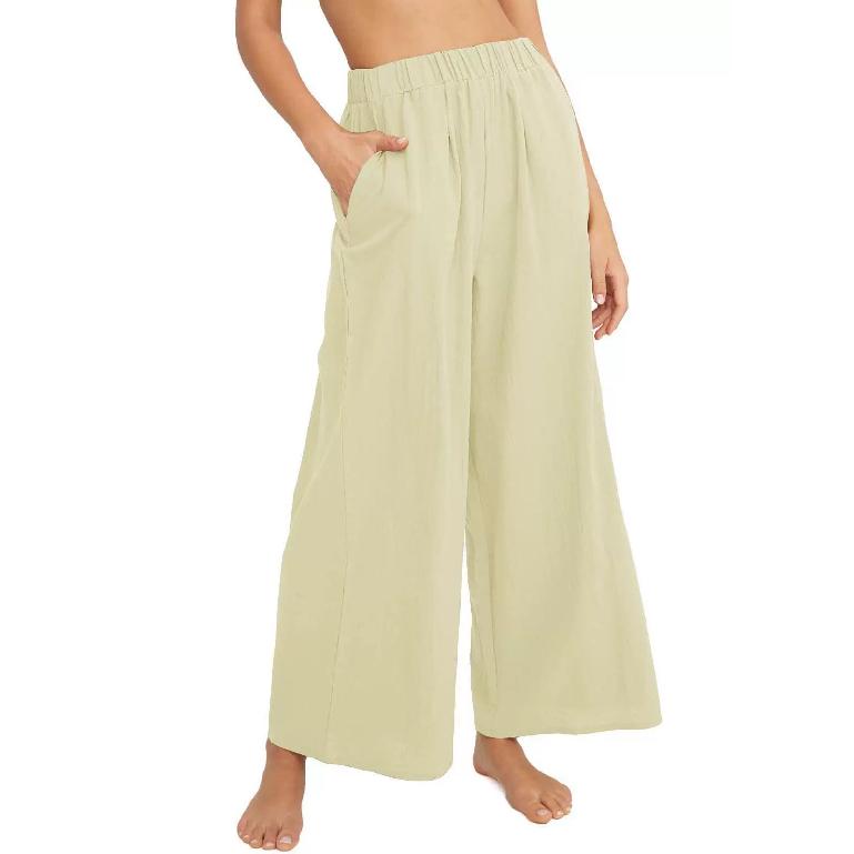 

Весна И Лето Новая Хлопковая И Льняная Женская Одежда Однотонная Модный Бренд Высокая Посадка Свободные Повседневные Широкие Брюки 3XL