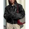 Women's Burgundy Retro Motorcycle Leather Jacket - 2024 Autumn European & American Matte Style