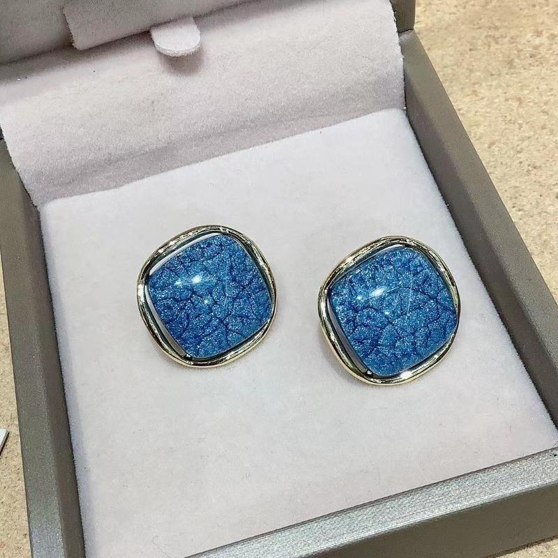 Retro Square Stud Earring for Women Korean Simple Enamel Geometry Temperament Jewelry Girlfriend Gift