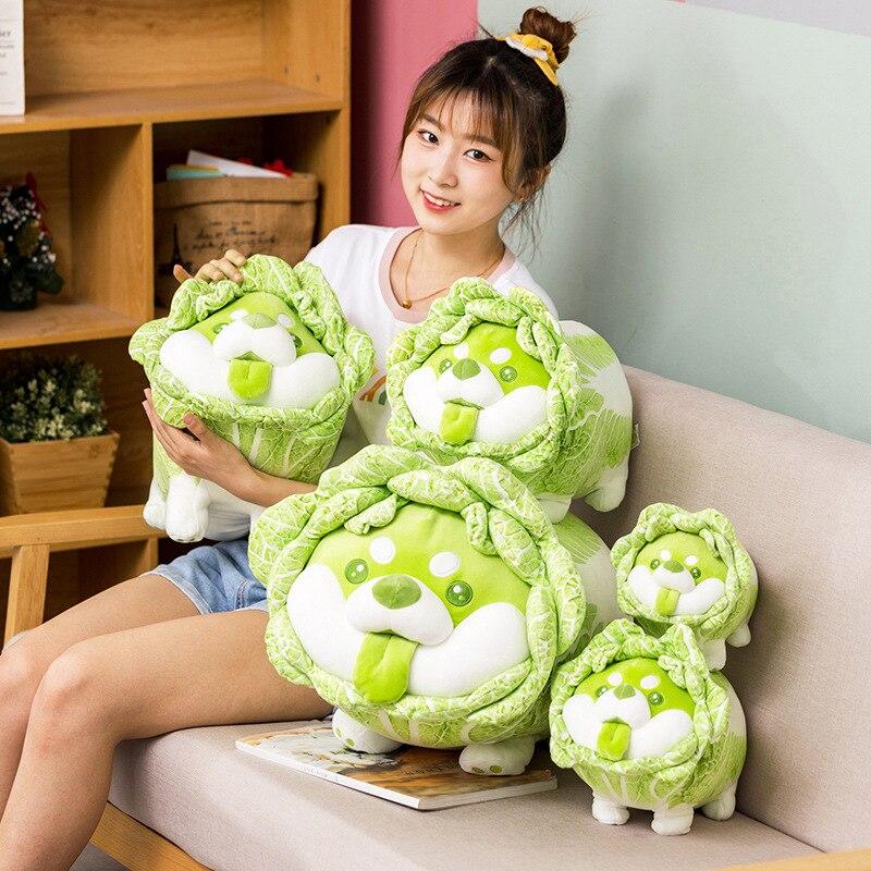 1pc 25 /30 /35cm Jouets en Peluche Chien Légume Mignon Créatif Chou Chinois Shiba Inu Oreiller Animal en Peluche Coussin de Canapé Cadeaux pour Bébé