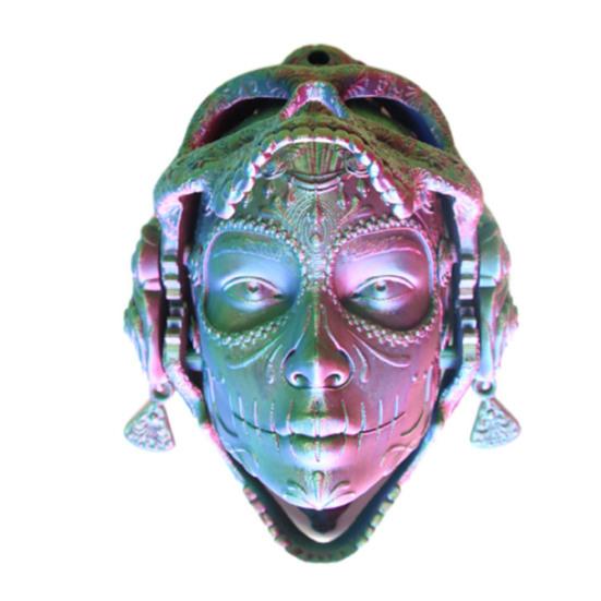 3D Printed Skull Head Statue Gothic Mechanical Skull Model Desktop Ornament for Halloween Home Decoration