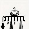 Kaffeebecher Schlüsselhaken Metall Wandkunst mit 7 Haken Schmiedeeisen Dekoration Küche Büro Zuhause Geschenk