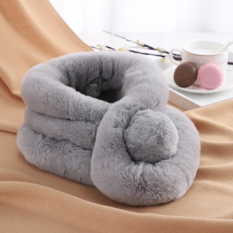 Klassisch Vintage Kaninchen Pelzig Niedlich Ball Thermisch Isolierend Dick Winter Nackenschutz Tägliche Nutzung Warme Schals