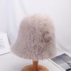 Rabbit Fur Bucket Hat Female Furry Fisherman Hat Korean Version Warm Hat Autumn and Winter Plush Cover Face Sunscreen Hat