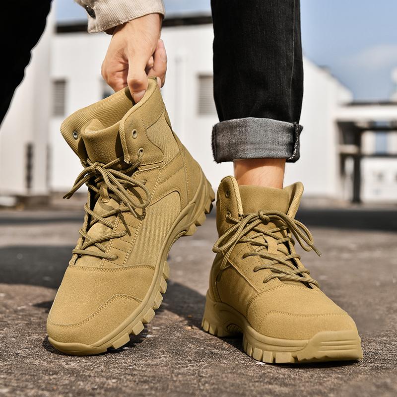 High-top Boots Men Anti-slip Lace-up Thick-soled Outdoor Hiking Shoes Men Comfortable Casual Durable Casual Sports Shoes Men