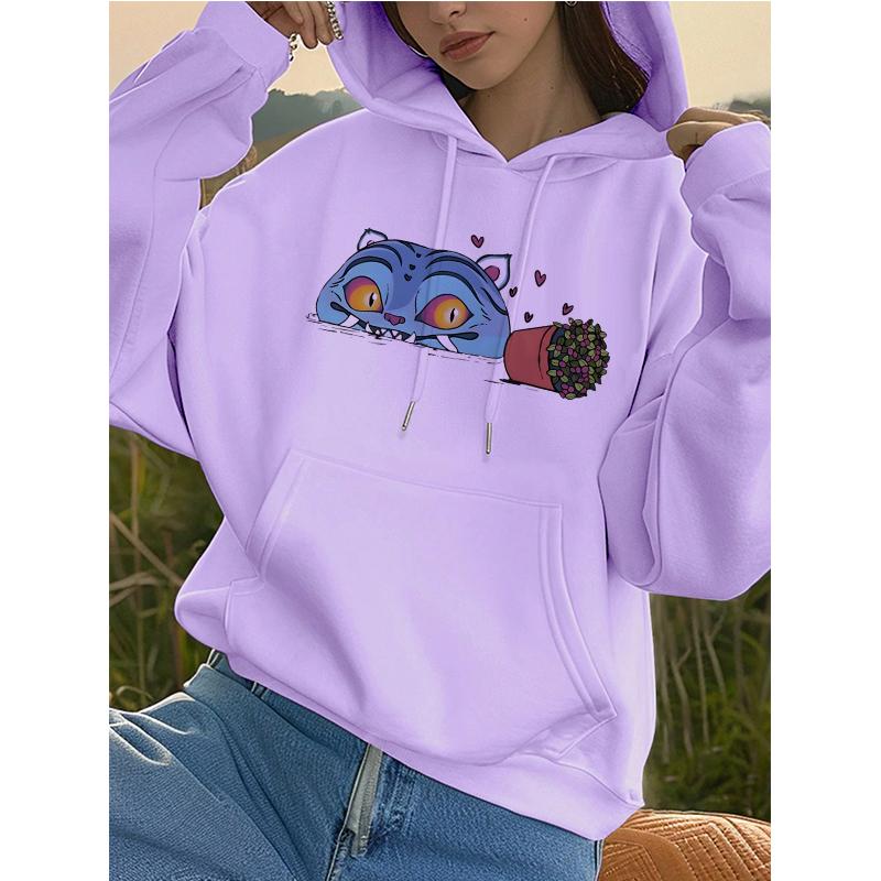Kpop Demon Hunters Tiger Pocket Hoodies Manga Harajuku Hoody Hooded Women's Autumn Winter Sweatshirts Girls Pullovers Clothes
