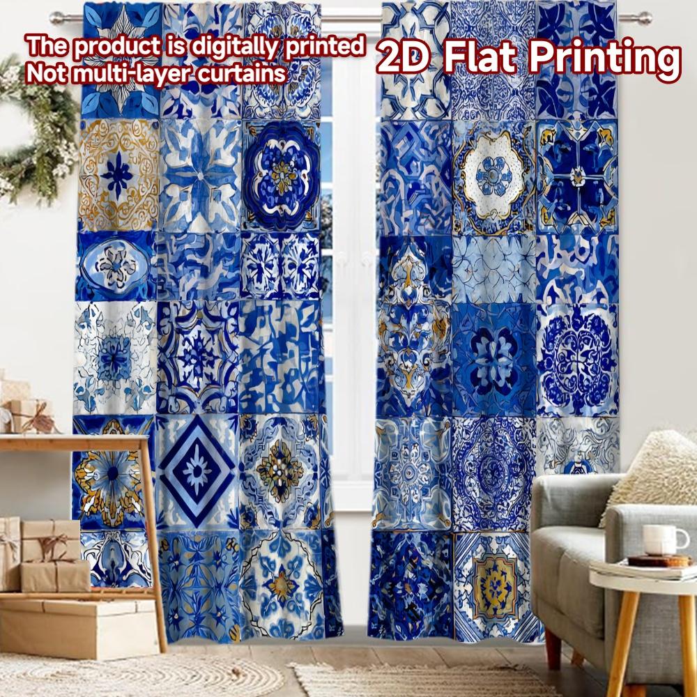 

2pcs, 2D FLAT PRINTING Curtains (Without Rod) Pattern Mosaic(1) Festive Fashion Curtains Versatile Durable Polyester Curtains 52.50 × 116.00 cm 2 pcs