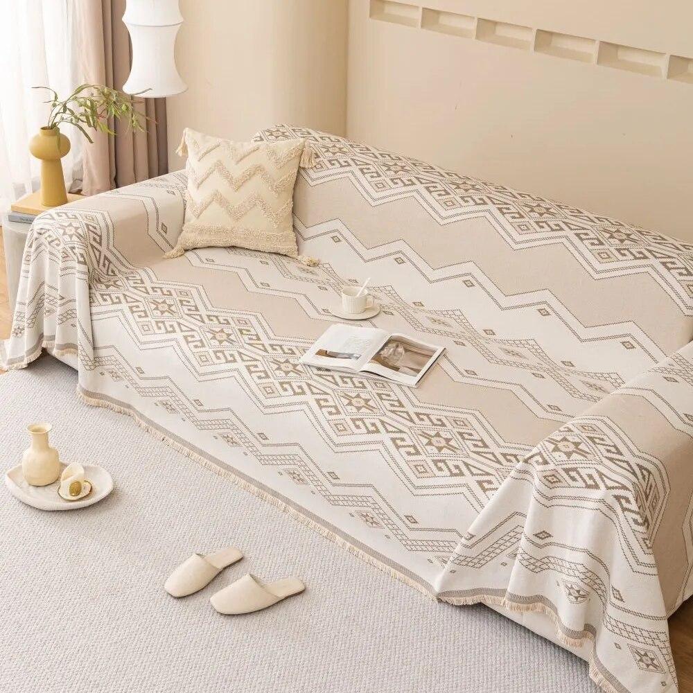 Nordisk Bøhmisk Vind Sofaputetrekk Dobbeltsidig Sofatrekk Sofatrekk Universalt Anti-katt Sofatrekk 1.2.3.4 Seter Teppe