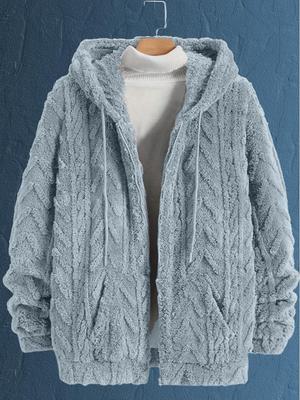 Herren Herbst/Winter Kapuzenjacke mit Kunstpelz - Einfarbige Freizeit-Oberbekleidung
