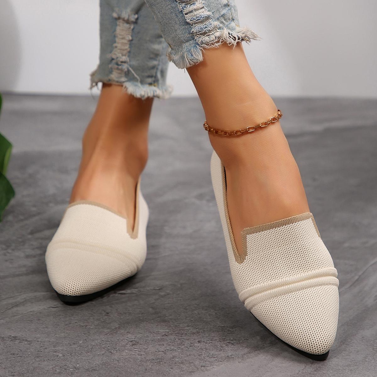 

Foreign trade large size flat-soled single shoes 2025 spring and summer new pointed head fly-woven one-pedal shallow mouth casual foot shoes women 43