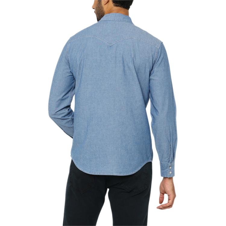Levis Solid Color Button Down Straight Leg Denim Long Sleeve Shirt Men shirts Dark-Blue 85745-0156