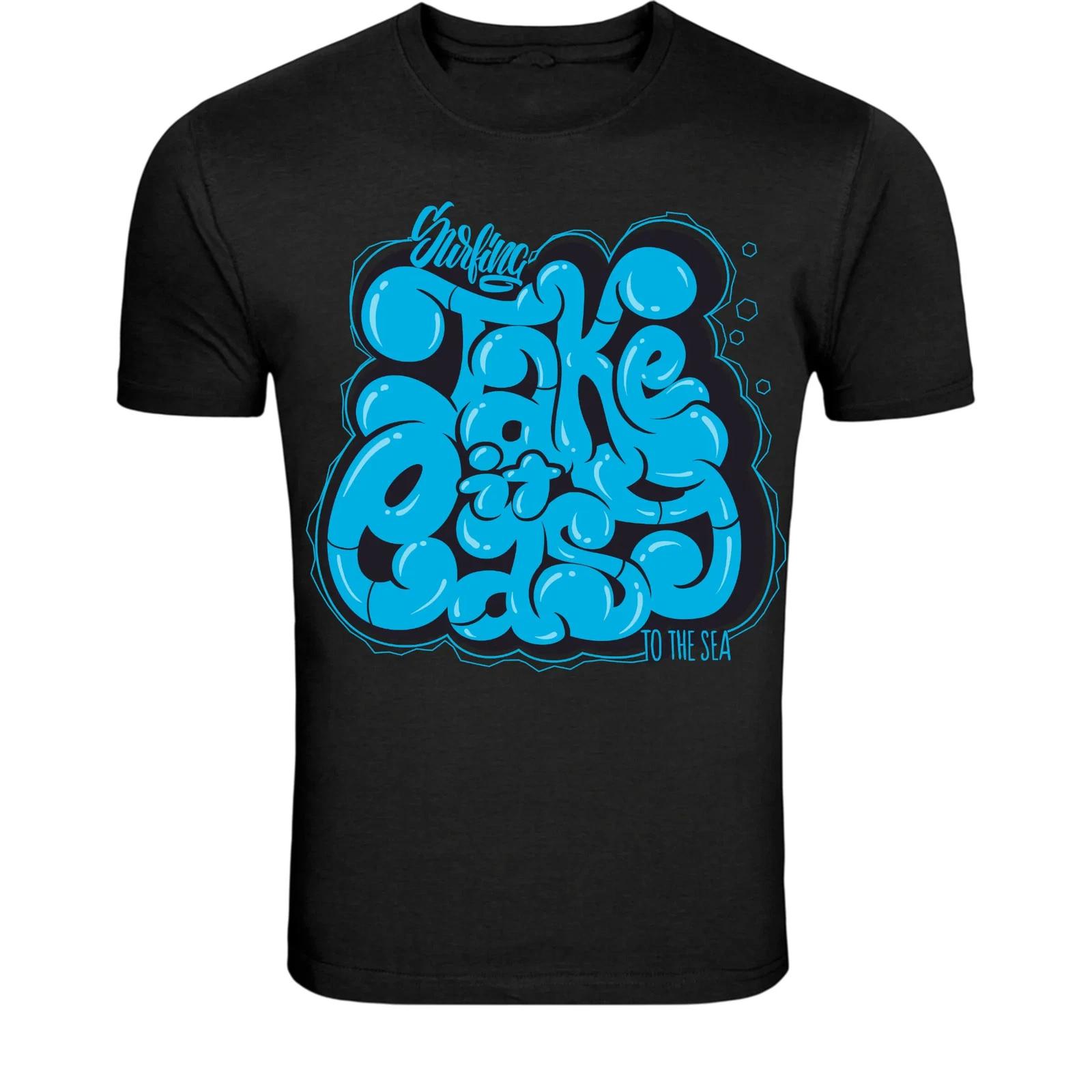 Surfing Take It To The Sea T-Shirt - Ocean Bubble Typography S