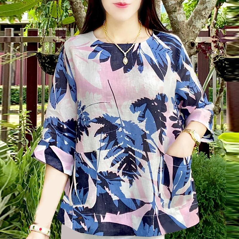 ZANZEA Dámská ležérní halenka s 3/4 rukávem a výstřihem do O