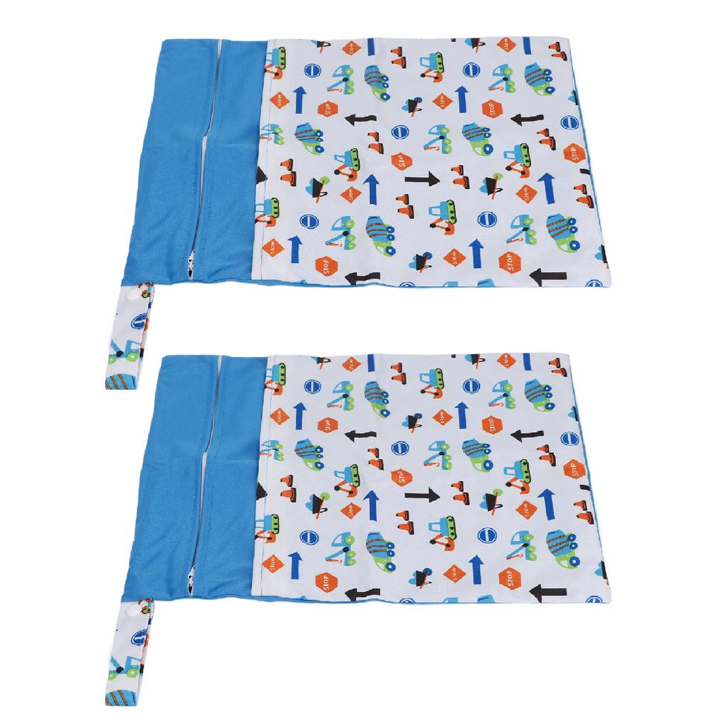 2Pcs Stroller Hanging Bag Baby Products Storage Parquet Double Zipper Pocket Wet Dry Separation