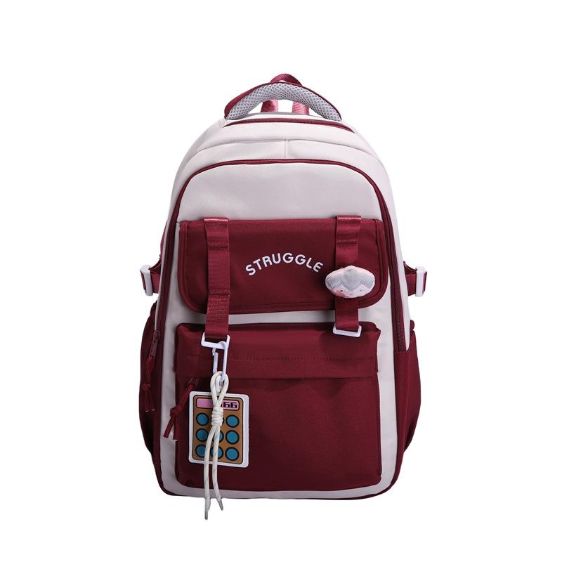 Backpack Women's School Bag Junior High School Student Large Capacity Student Backpack Lightweight Versatile Contrast Color Backpack