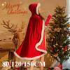 Christmas Shawl Cape Hooded Santa Claus Costume Red with Hat Cosplay Winter Warm Coat Holiday Performance Outfit Party Dress