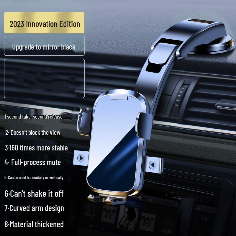 2024 Black Tech Car Phone Holder: Suction Cup & Air Vent Mount for Navigation