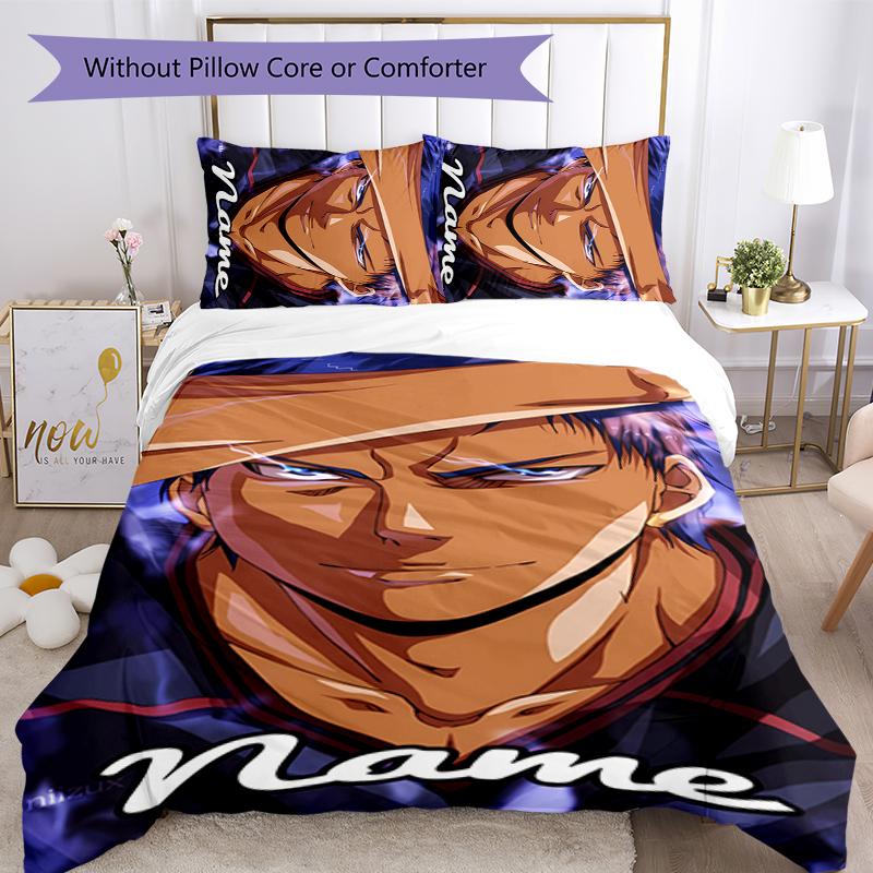 3pcs Custom Name Cartoon Kuroko's Basketball Bedding Set Duvet Cover Closure Includes 1 Duvet Cover & 2 Pillowcases for All Seasons Bedroom Decor