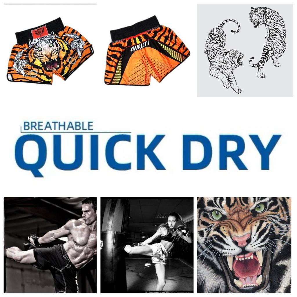Tiger Muay Thai Kickboksing Boksing MMA UFC Fritidsshorts Gym Sport Unisex Menn Kvinner Trening Hurtigtørkende Trykk Elastisk Høy midje Trening