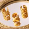Plain Ring Niche Ear Clips, Stainless Steel Plated 18K Gold Multi-layer Stacked Design Earrings
