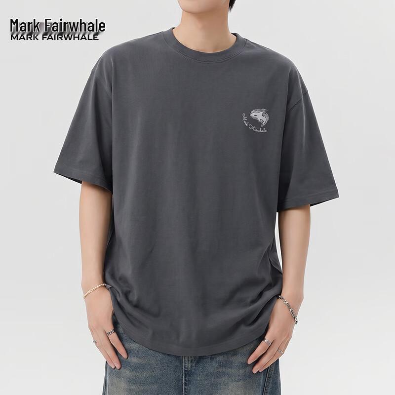 Mark Fairwhale Men s American Casual Whale Logo Cotton T-Shirt M