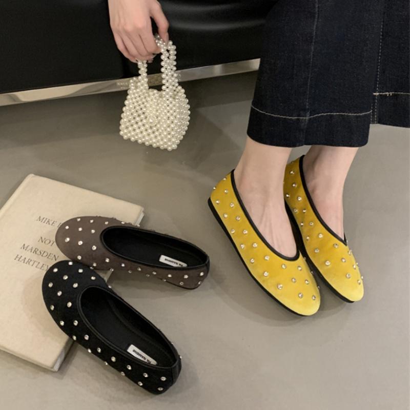 Fashion Bailamos New Brand Women Flat Shoes Fashion Polka Dots Round Toe Shallow Slip On Boat Shoes Outdoor Dress Single Shoes