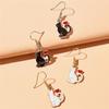 1116 New Fashion Women's Christmas Mascot Cute Cat Earrings Jewelry Fashion Hip Hop Alloy Paint Black Cat Earrings